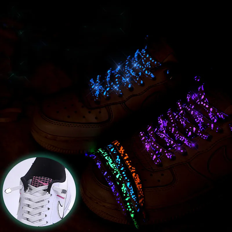No Tie Shoe laces Elastic Shoelaces Metal Locks Flat Shoelace Luminous Lazy Laces Unisex For  Kids Adult Glowing in dark
