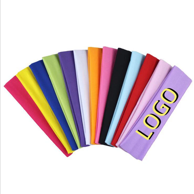 Factory wholesale custom logo printed sports headband for women men yoga running tennis fitness elastic sweatbands