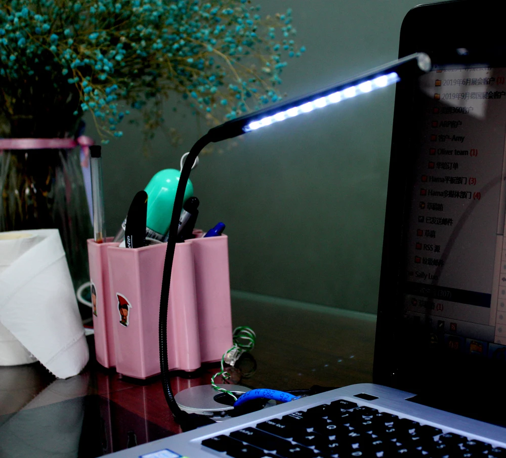 
promotional 10 led light goose neck customized usb led light Best selling computer 5V led light colorful flexible USB led light 