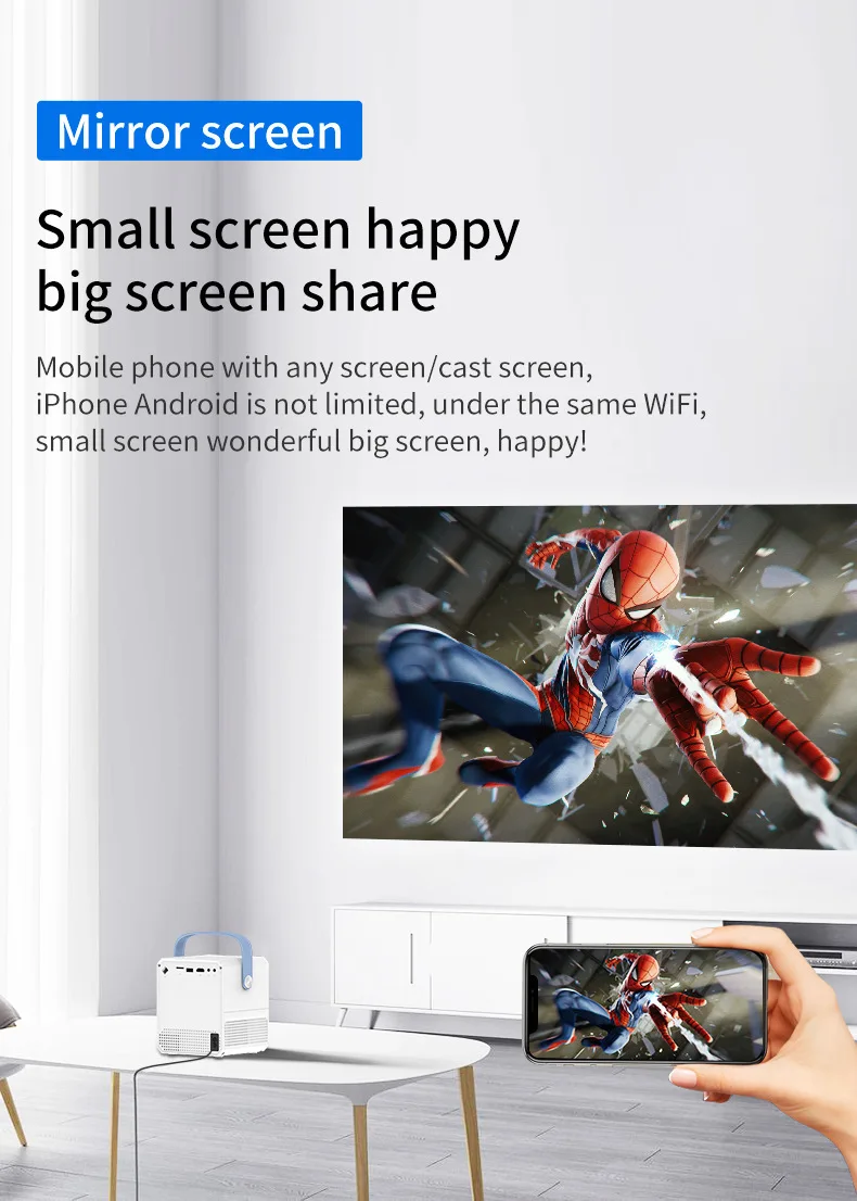Новый портативный проектор Android 9 видеопроектор Wi-Fi Светодиодная лампа 4k кинопроектор для