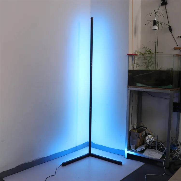Wireless Remote Control Minimal Corner Floor Lamp Rgb Color Changing Dimmable Led Linear Modern Standing Light Floor Lamp