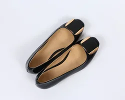 New Model Metal Buckle Square Toe Patent Leather Women Pumps Low Heels Shoes 2022