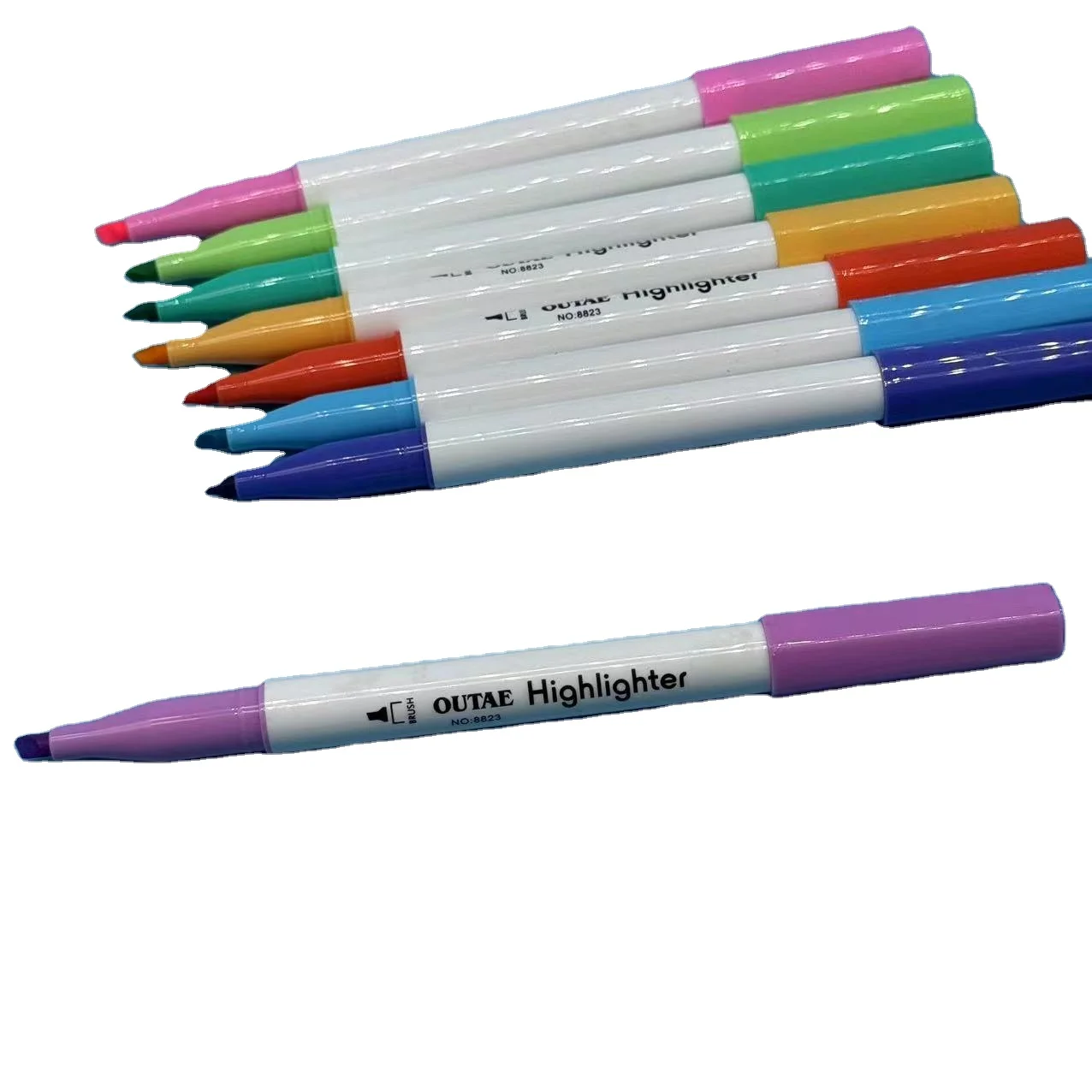 Promotional Good Quality 4mm Chisel Smoothing Fluorescent Purple Color 6 Colors Highlighter Pen Set