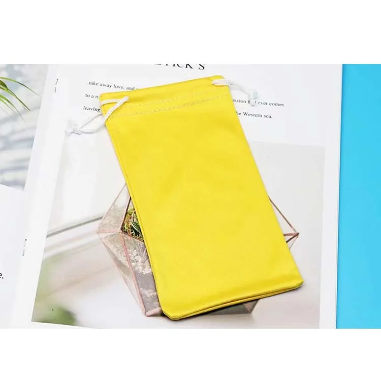 Wholesale Ready Goods 9*18cm Soft Drawstring Custom Microfiber Eye Glasses Sunglasses Bag Pouch Case