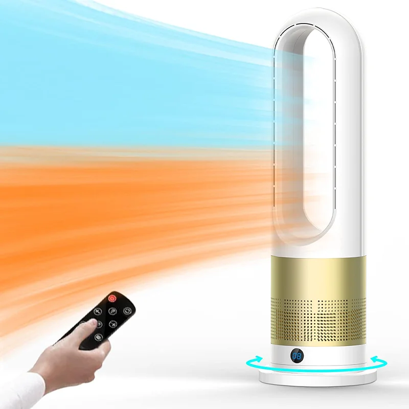 Space Heater Cooler Combo Bladeless Tower Fan with Remote Control