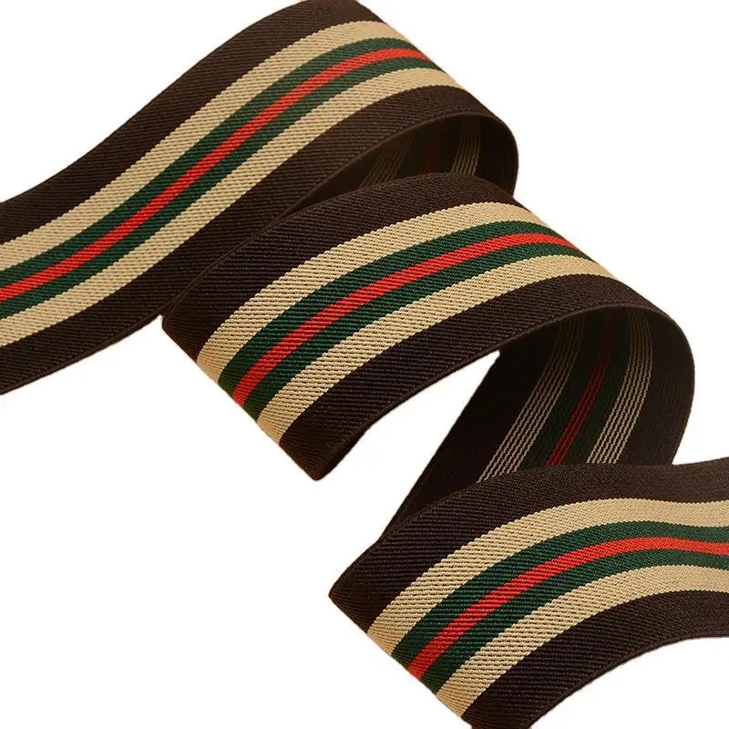 Custom color striped polyester elastic webbing belt twill elastic tape for garment/bag/shoes