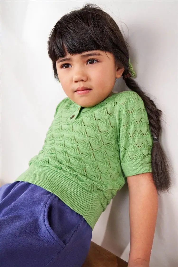 Custom summer short sleeve knitwear crochet knit tops t shirts for girls