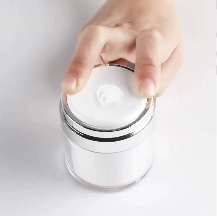 15 g 30 ml 50 grams airless pump round shape white color skin care luxury cosmetic jar cream jar acrylic jar