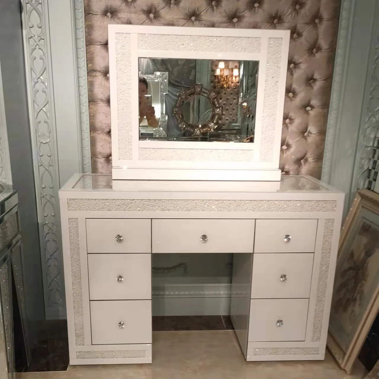 mirror furniture dressing table with lighted makeup mirror bedroom furniture vanity table salon beauty table