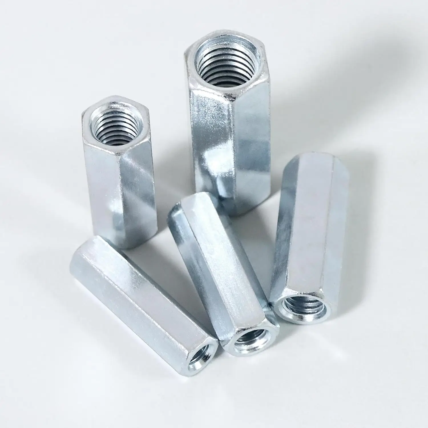 Long Hex Coupling Nut Steel Hex Coupling Nut M3 Thread Galvanized Zinc Plated Polished