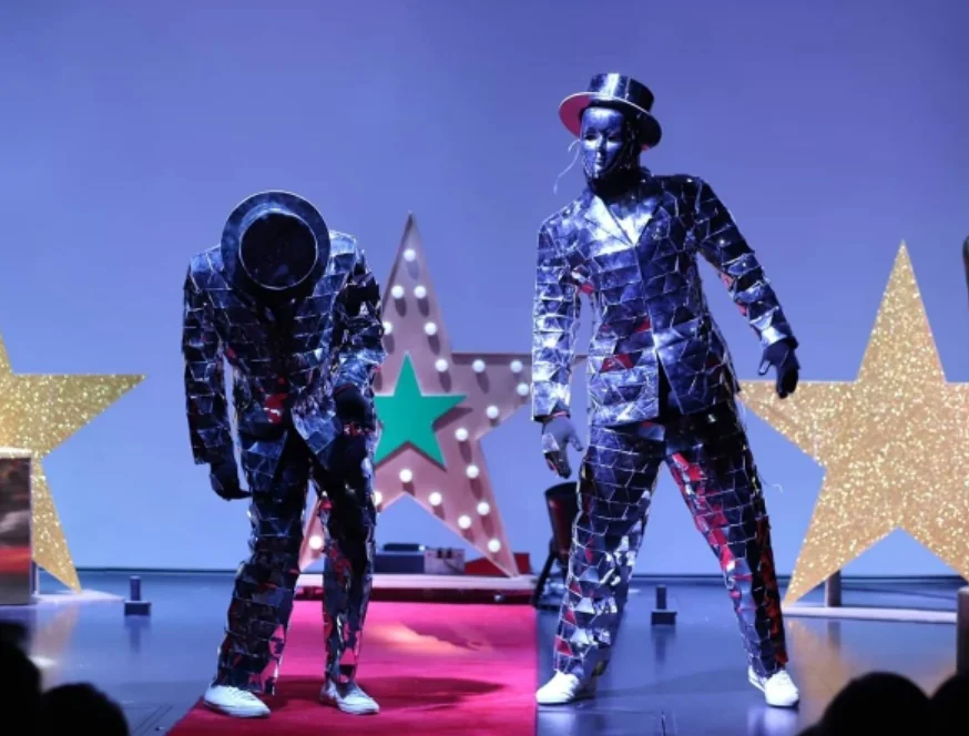 Sparkly Mirror men suit Performance Dancing costume Mirror Finish Disco Robot Suits dj dancer stage show wear future cloth