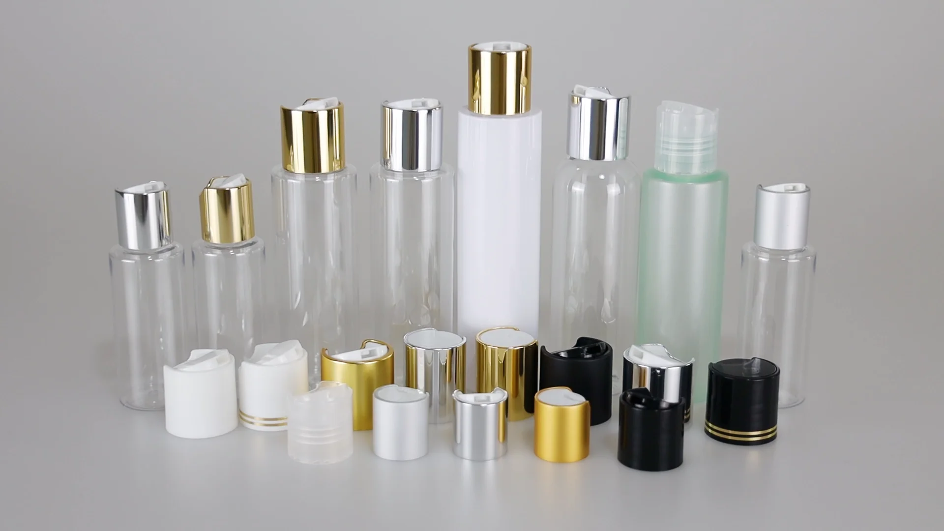 Manufacturer 24/410 New Design shiny silver aluminum with colorful press disc top cap shampoo cap lotion bottle lids