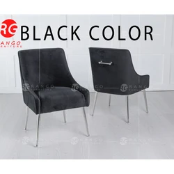 2022 Luxury dining chairs Grey Velvet Knockerback Ring Dining Chair With Chrome