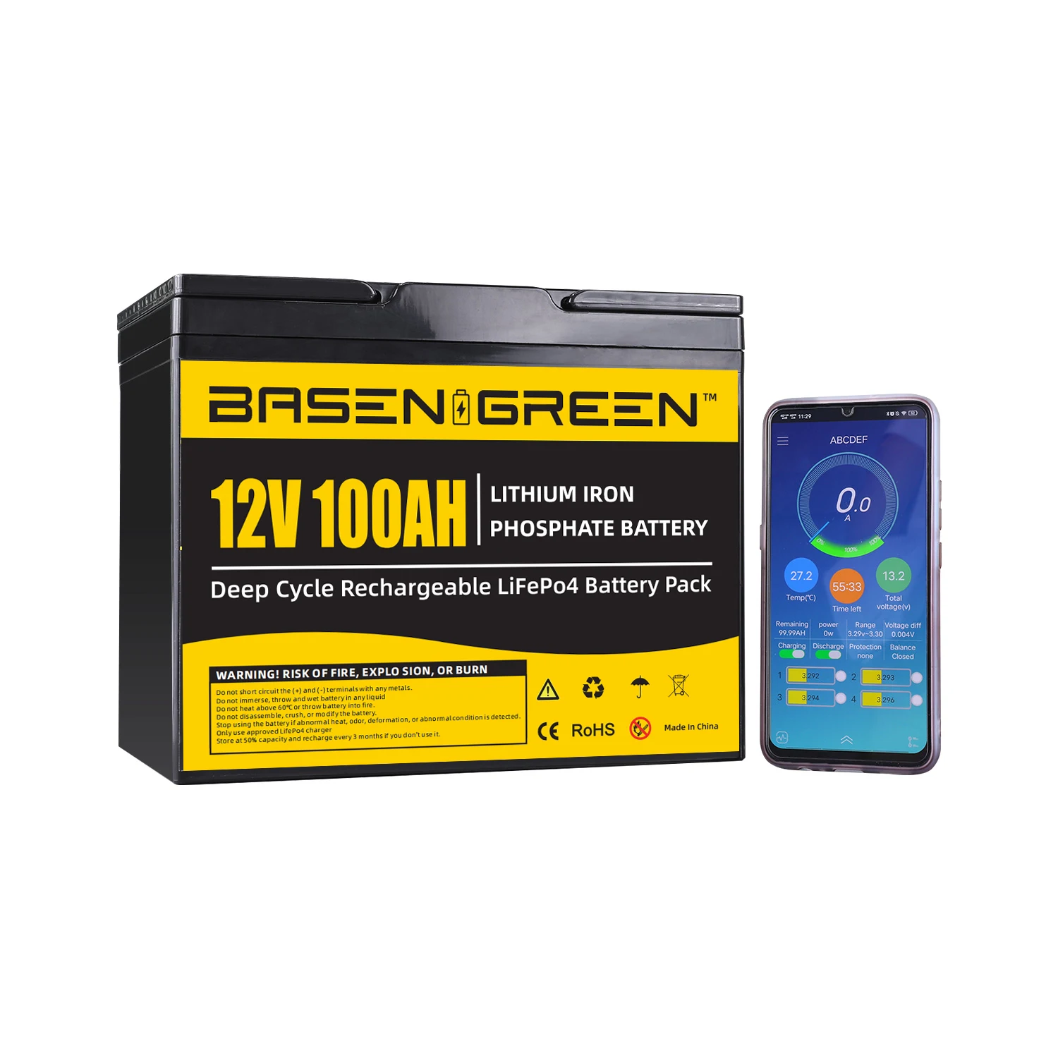 Longer lifespan RV Boat Marine Solar 4000 cycles lifepo4 pack 12v 100Ah with APP control