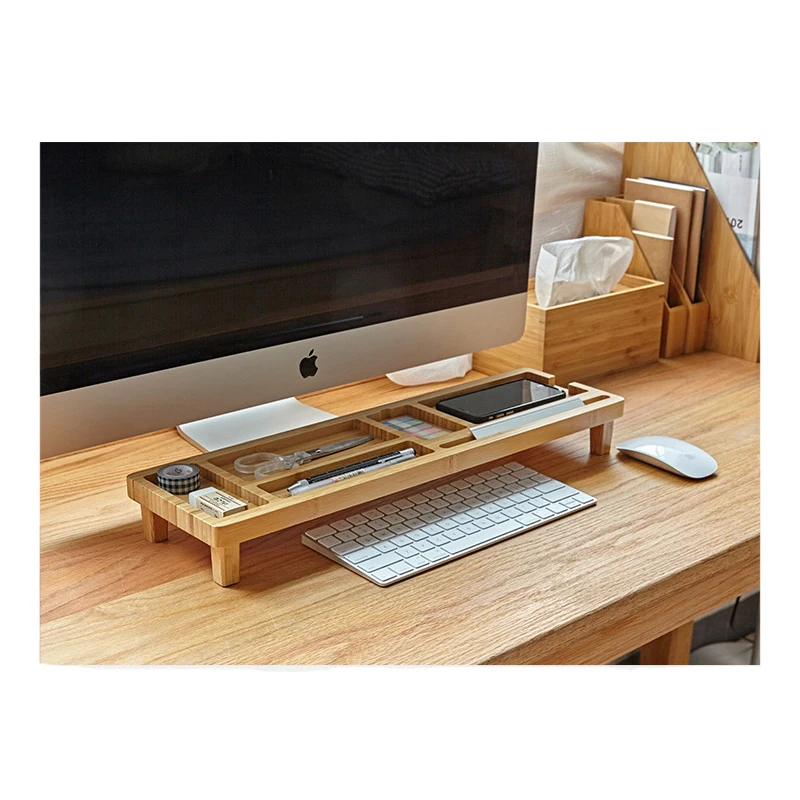 Wholesale natural custom design bamboo office storage desk organizer tray
