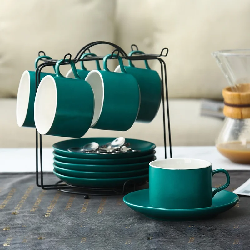 Luxury Stackable Turkish Coffee Cups Set Gift Ceramic Ethiopian Afternoon Porcelain Coffee Cup Set