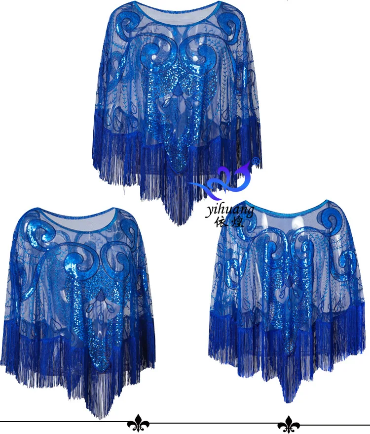 women   sequin mesh  bolero  lady purple  black red sequin wedding party  cloak  dance shawl