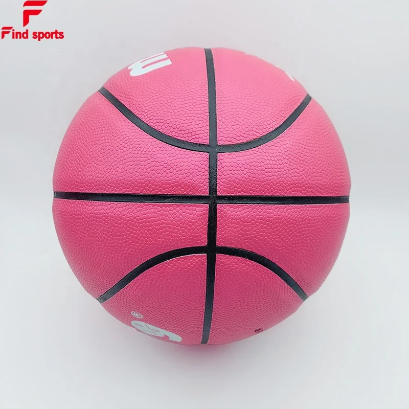 pink gril women PU leather basketball OEM logo size 6 for gift or promotion WNBA ball