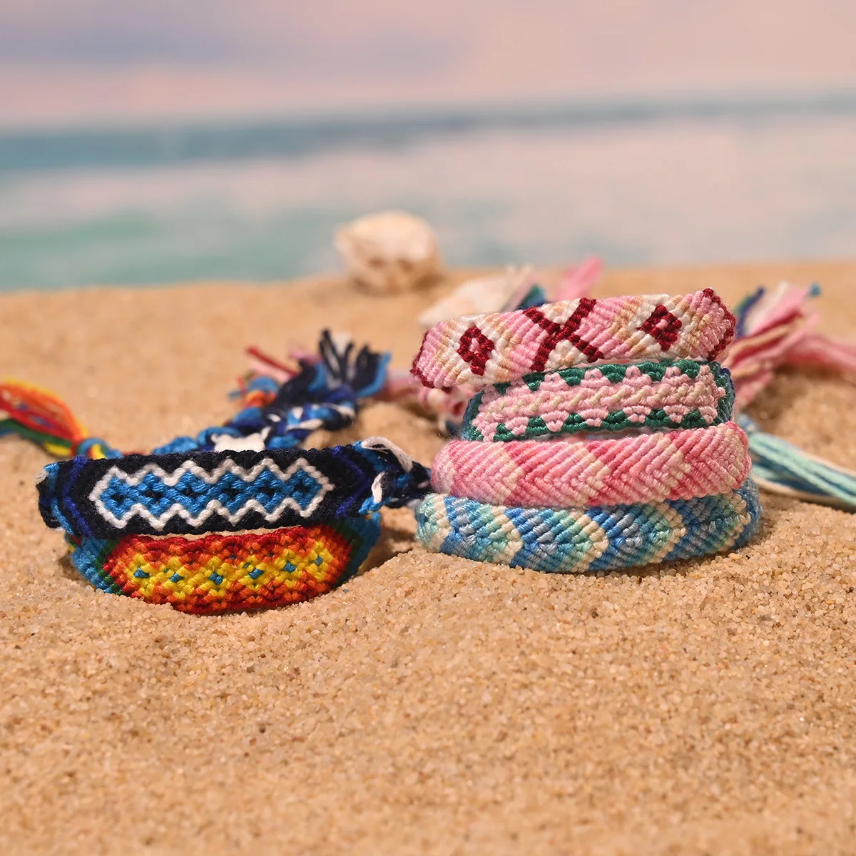 Nepal Hand Made Jewelry Adjustable Cotton Rope Cord Woven Friendship Bracelets