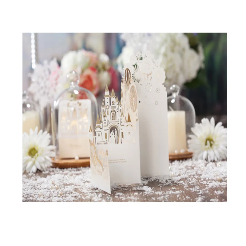 Laser Cut Wedding Invitation Card with Blank Card Envelope Printing Personalized