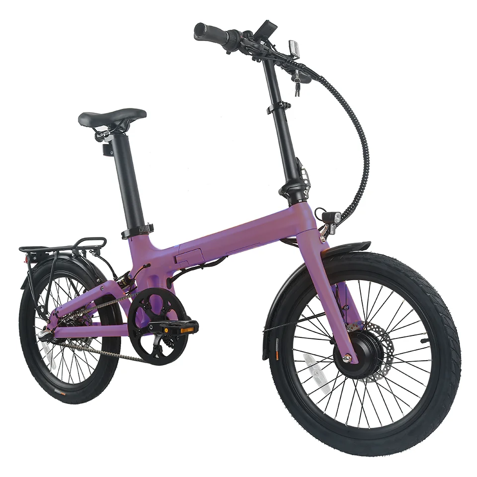 Anlochi 15KG carbon fiber light weight belt drive folding ebike 36V 250W double battery suspension nexus 3 gears chainless Ebike