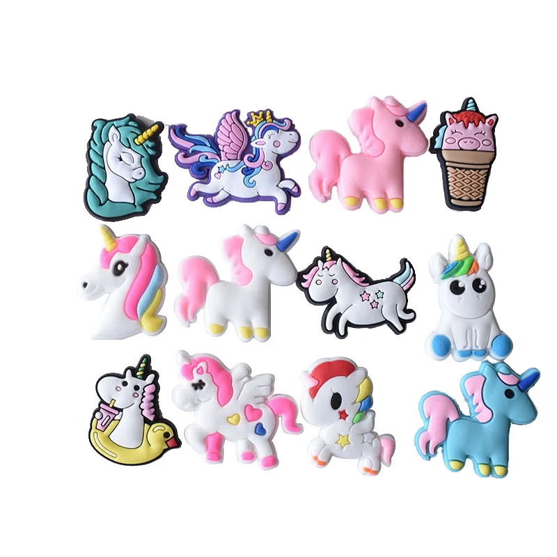 New Season Unicorn Shoe Buckle Charms for Crocses PVC Soft Rubber Shoe Ornament Decoration Removable Garden Shoe Ornament