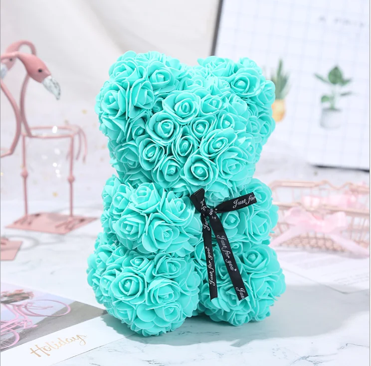 
Wholesale hot sell 25 cm foam eternal flower rose Teddy Bear Christmas Day 