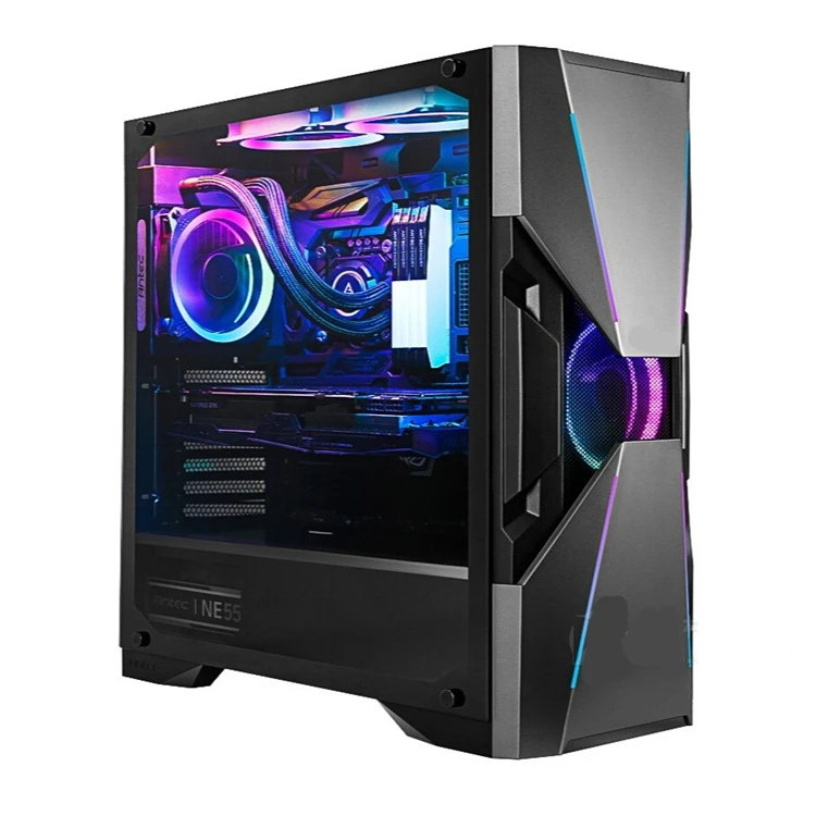 
Big air duct design 4mm tempered glass PC case with portable dust net 