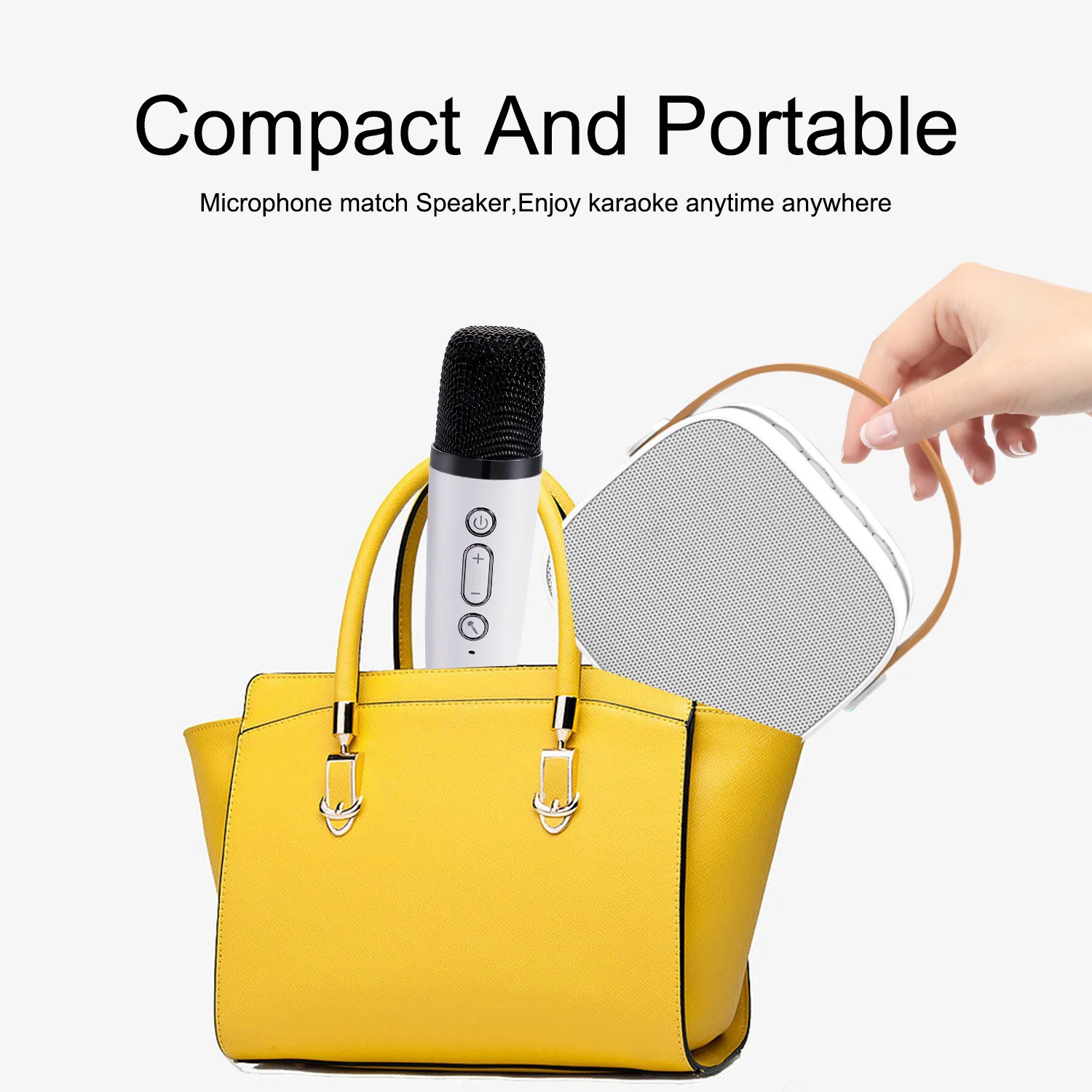 Mini BT Music Player Amplifier Portable Karaoke Speaker with Wireless handheld Microphone