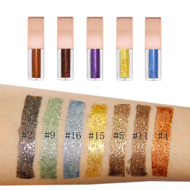 
High pigmented eye shadow cosmetics Metals Foil Shimmer Chameleon glitter shine liquid eyeshadow wand 