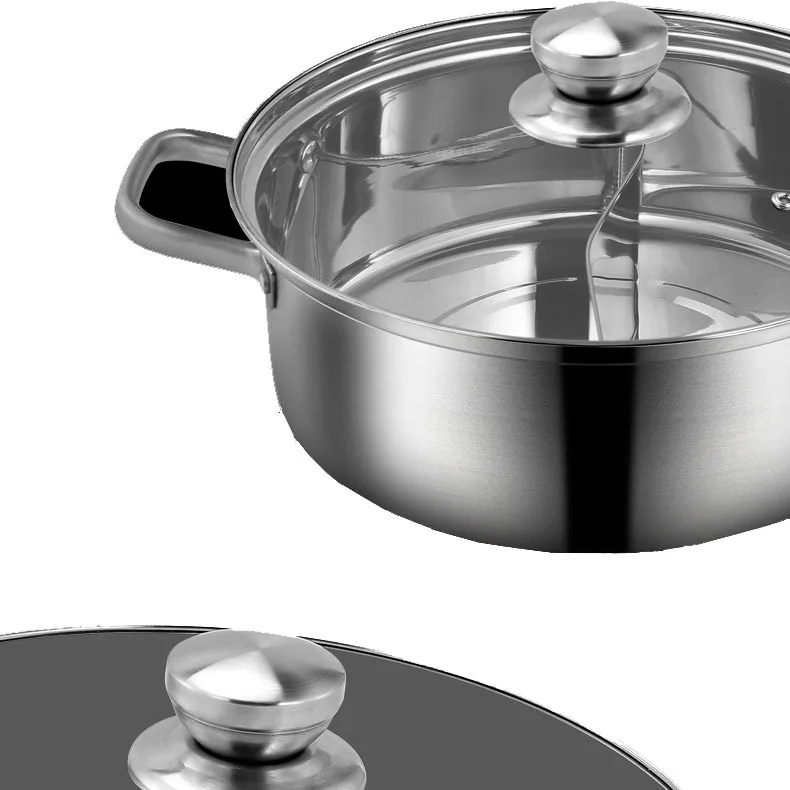 Hot Selling 304 Stainless Steel Large Capacity Double-Flavor Hot Pot Multi Size Household Pot