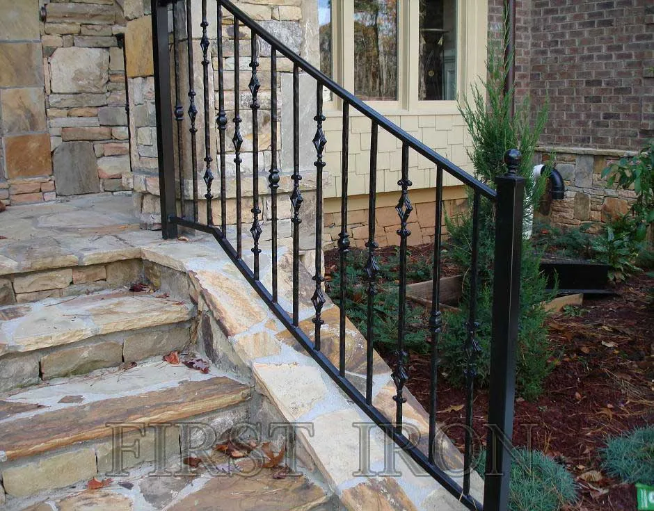 Outdoor deck porch railing waterproof anti rust wrought iron stair railings