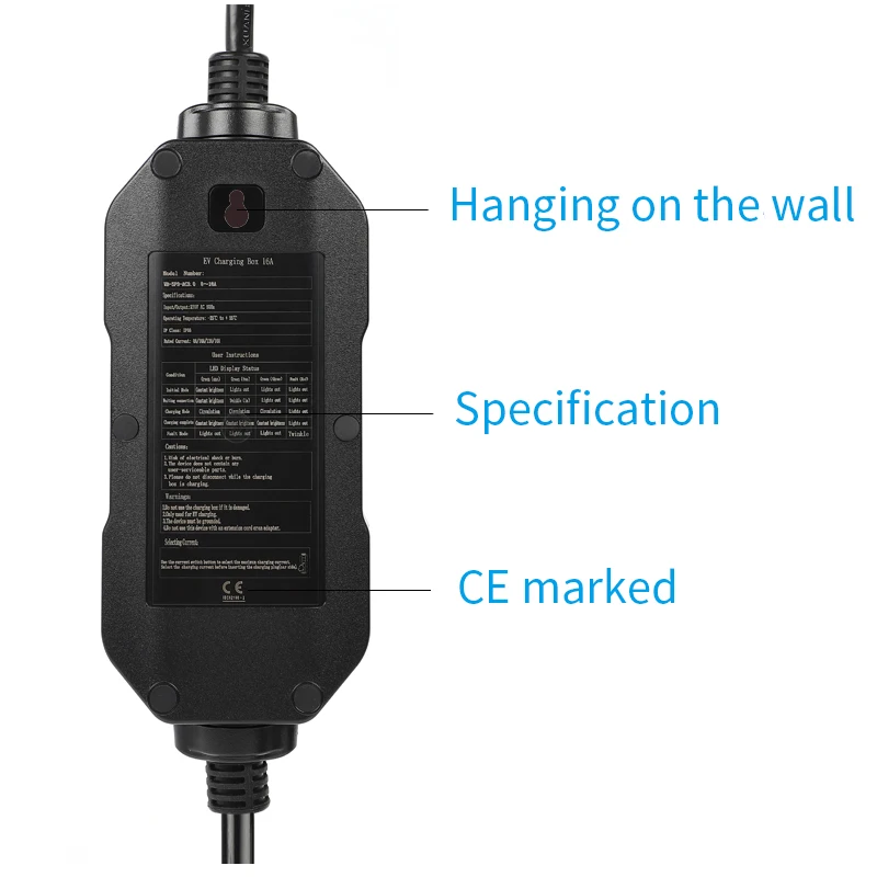 WORKERSBEE 10A ~ 32A type 2 charger 7kw ev portable charger iec 62196 ev charger with red cee plug