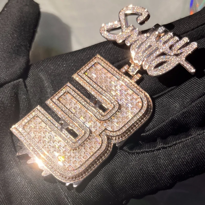 custom diamond pendants Iced out stainless steel high polished