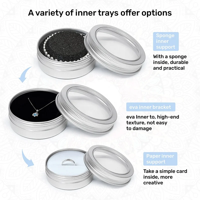 10ml 15ml 30ml 60ml 5oz 250ml aluminum tea can aluminum tin with window open window tin