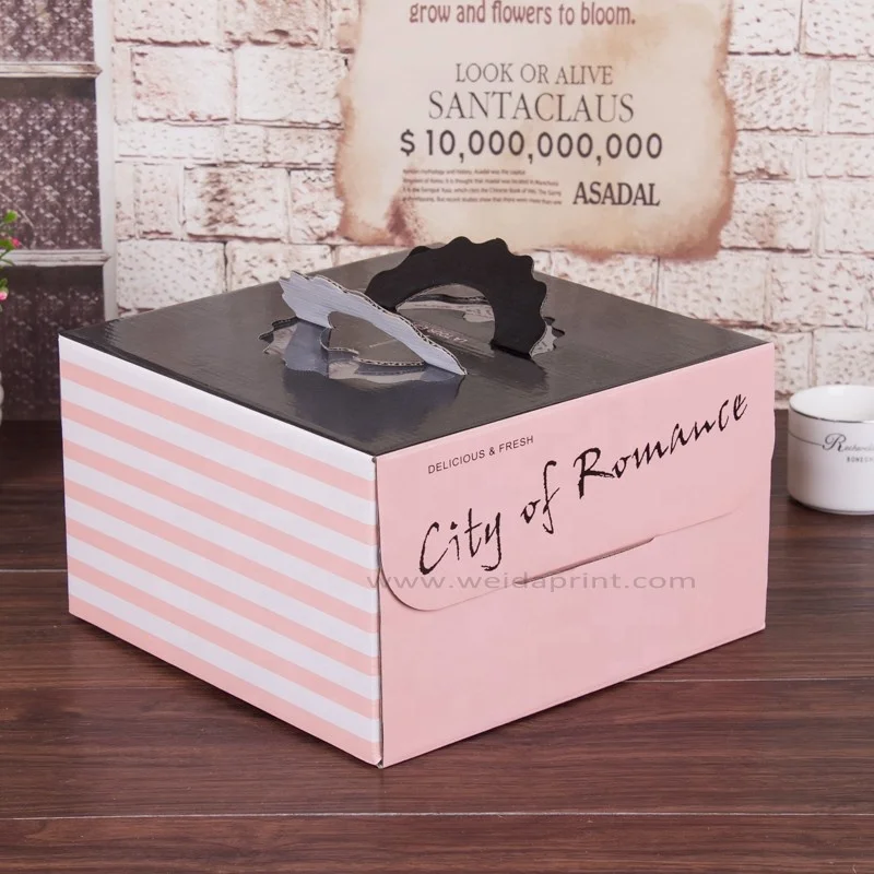 Cake Boxes 10 Inch Bakery Box with Handle and Viewing Window for Cakes,Cupcakes,Cookies Donuts,Pastries, Custom Design Cake Box