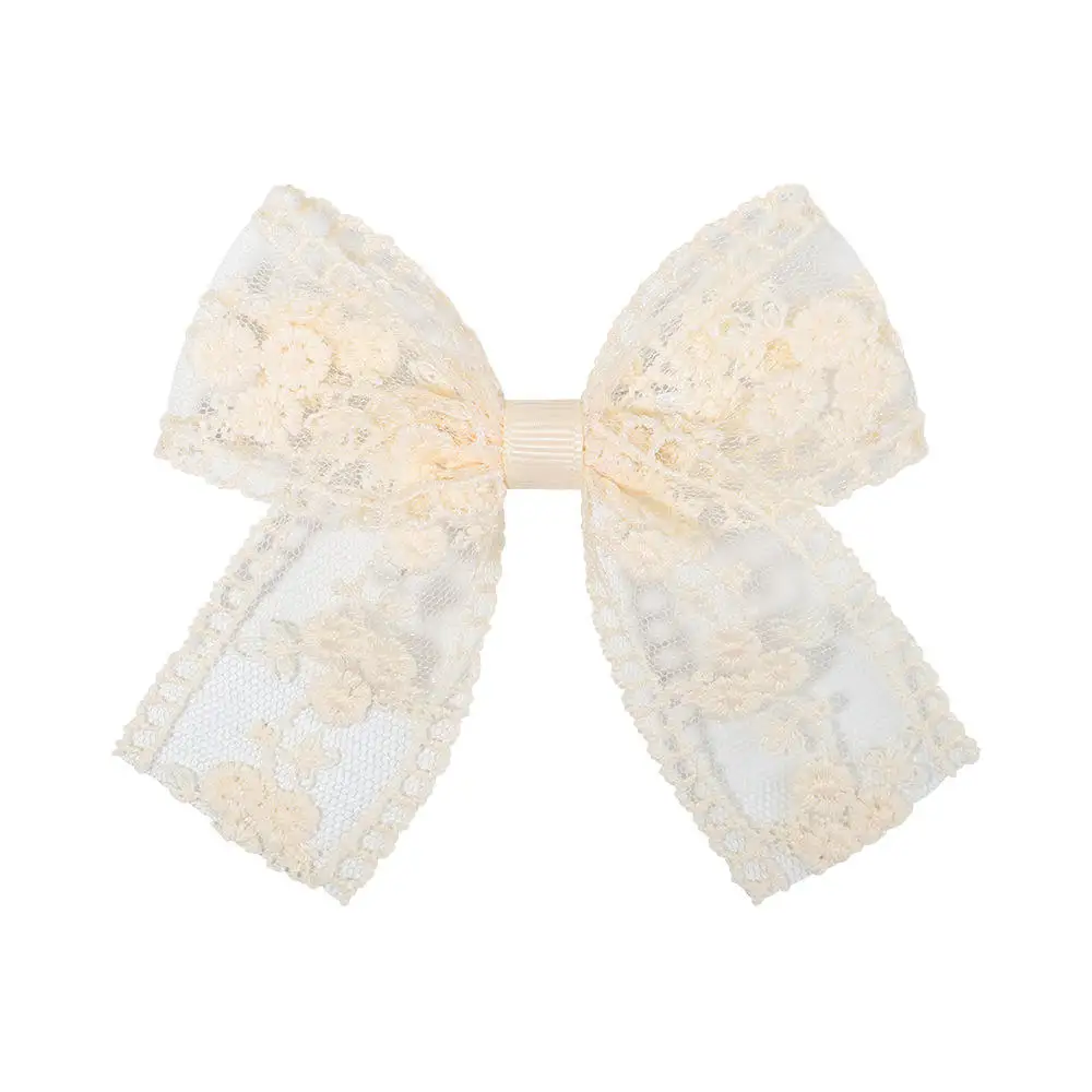 Wholesale Handmade Decoration White Organza Tape Ribbon Hair Bow with Clip