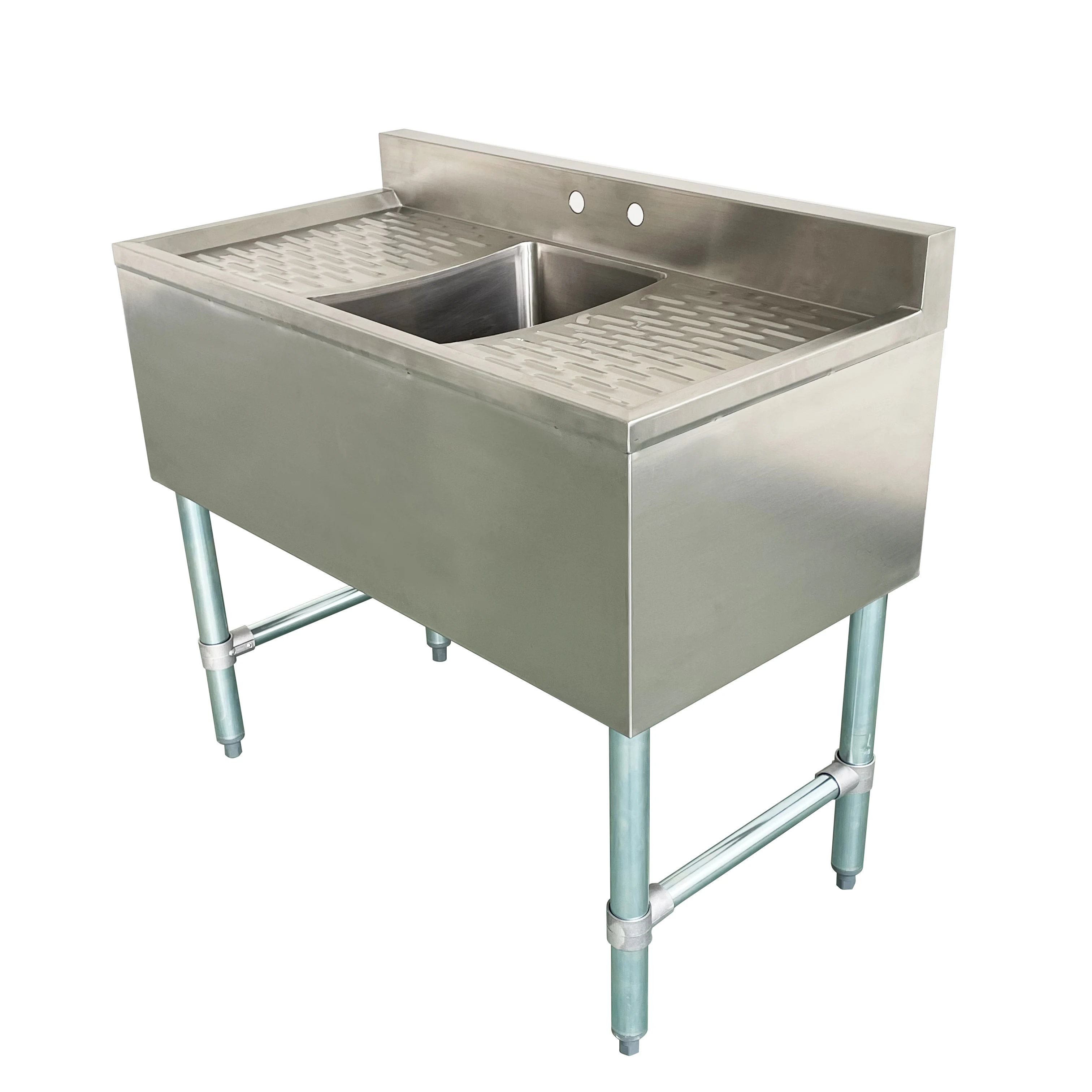 Jincheng NSF Free standing customized Commercial Adjustable Stainless Steel with drainboard one tub apron sink