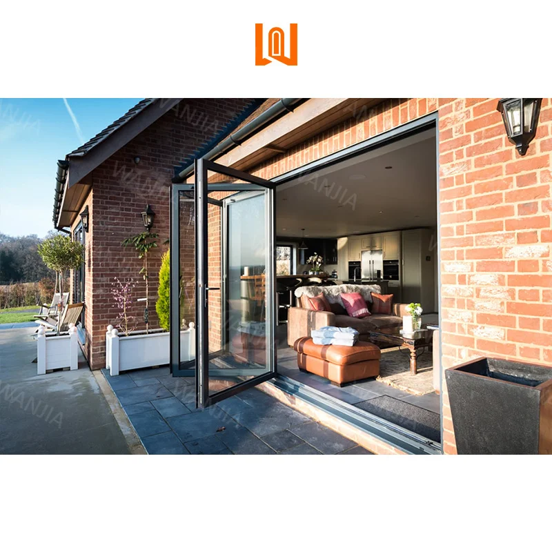 NFRC сертифицированные алюминиевые складные двери энергетические звезды наружные патио стеклянные аккордеон