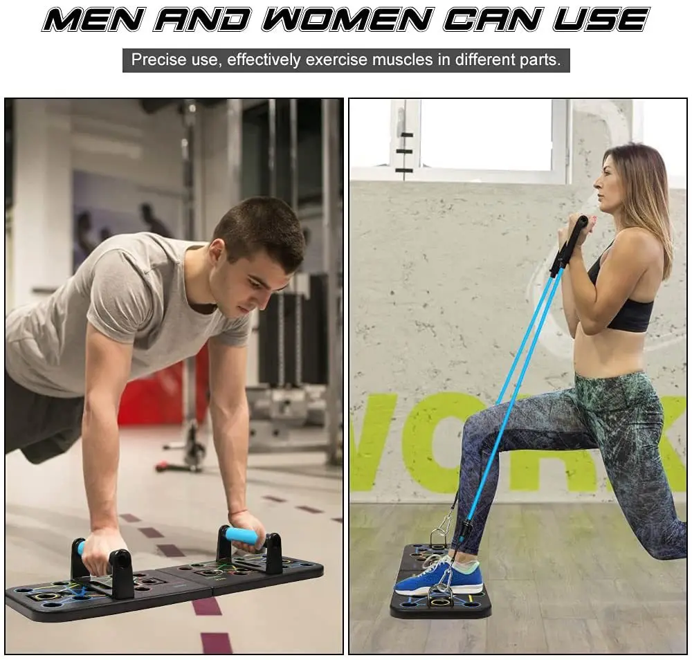 Home Multifunctional Push Up Board Portable Fitness Foldable Push Up Board with Resistance Bands