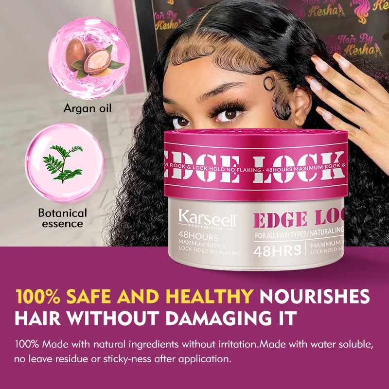 Free Sample Private Label Edge Control Logo Vegan Organic Curelty Free 48 Hour Edge Control Extreme Hold Hair Styling Wax