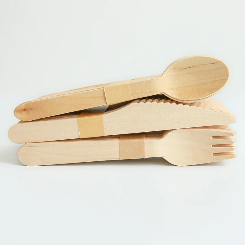 Wholesale Food Grade Disposable Wooden Spoons And Forks Cutlery Set