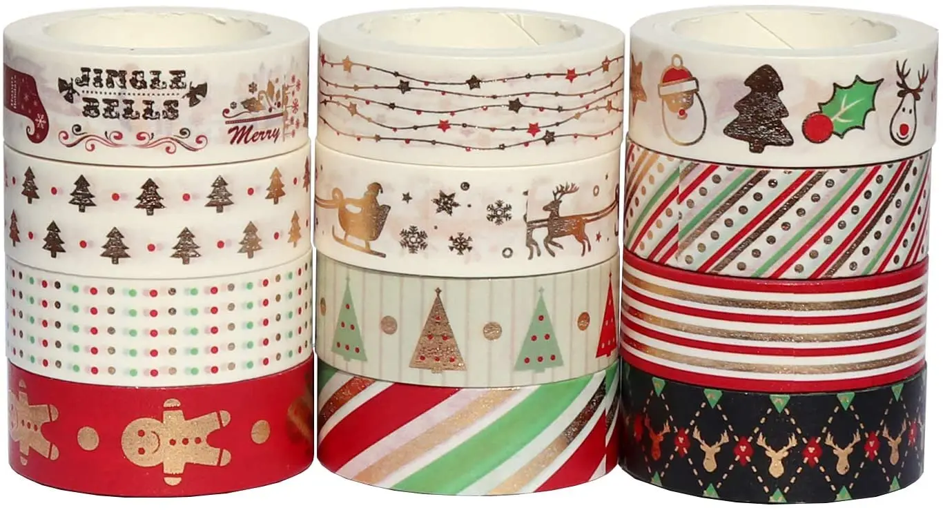 Christmas Washi Tape 15mm Wide Washi Tape Japanese For Scrapbook Bullet Journal Planner Flower Tape for DIY Crafts Arts