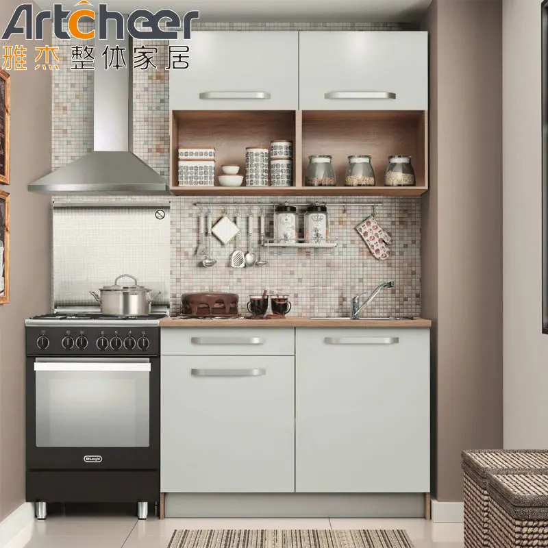 Modern small kitchen cabinets with single bowl sink for small room apartment design