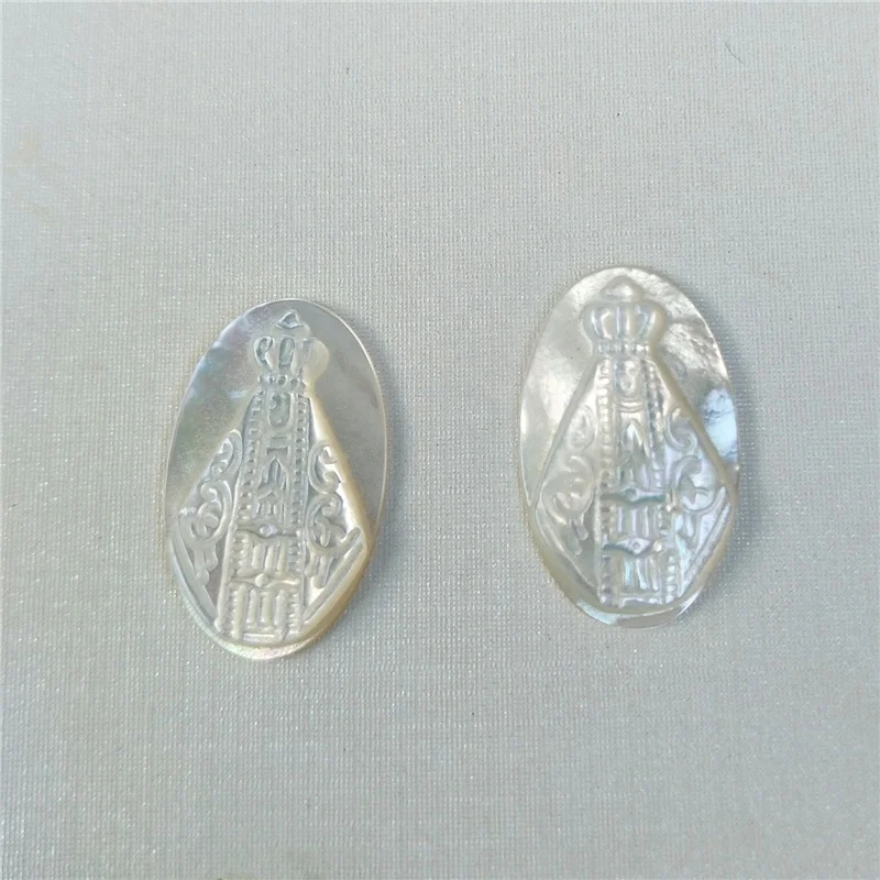 Wholesale Mother of pearl Religious Virgin Mary Sea Shell Carving For Jewelry