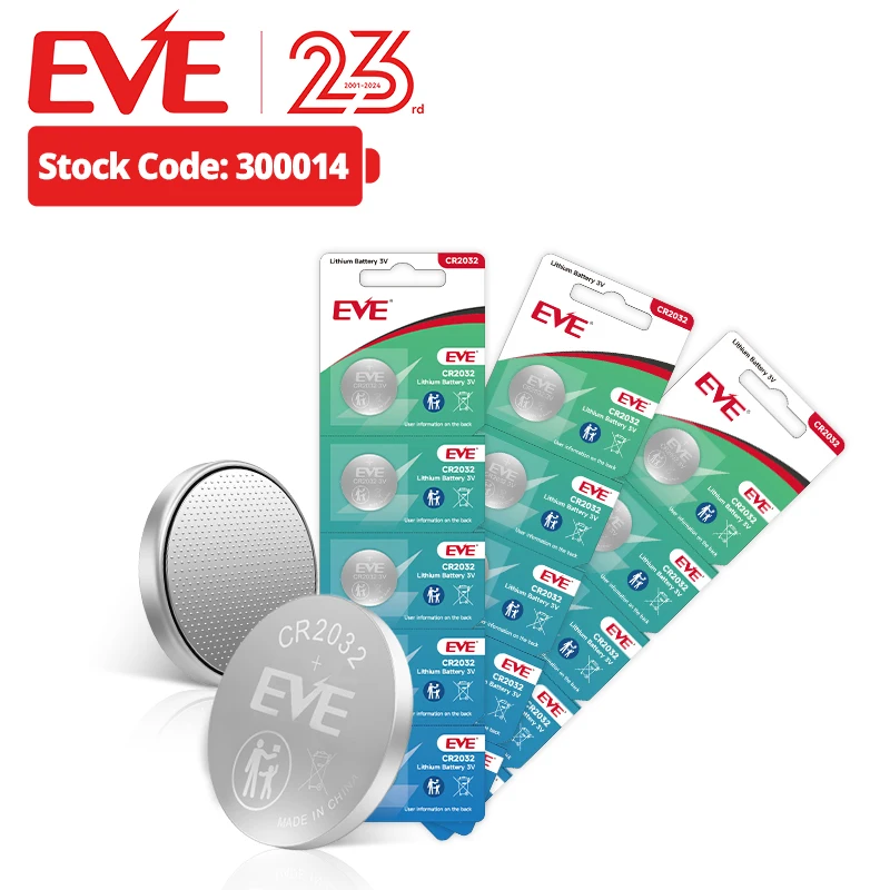 EVE CR2032 5 Pieces Battery Energizer 3v 225mah CR2032 lithium Battery for Digital Camera CR2032 Battery