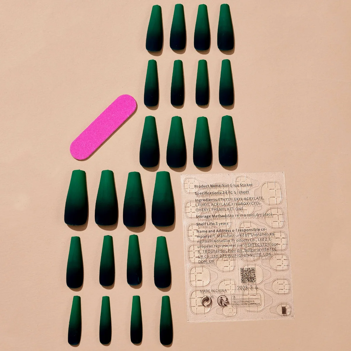 Long Ballet Nail Tips Strip Packing Fashionable Slim Fit Wearable Nail Patch Trapezoidal Scrub False Nails