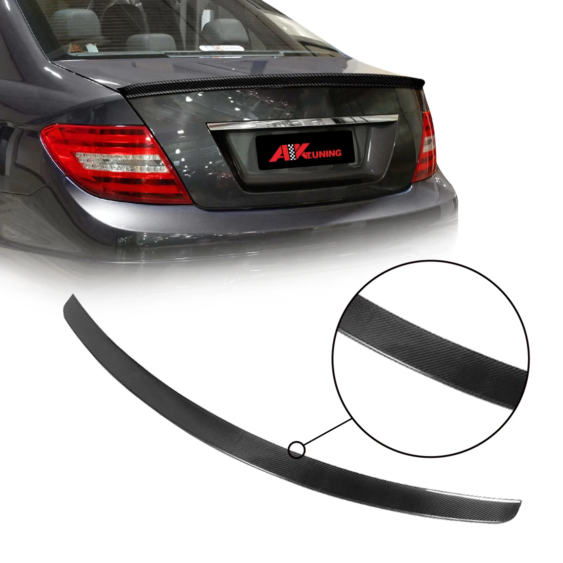 for 2008 2014 Mercedes Benz W204 c class c classe c300 carbon fiber car accessories body kit rear bumper trunk spoiler lip