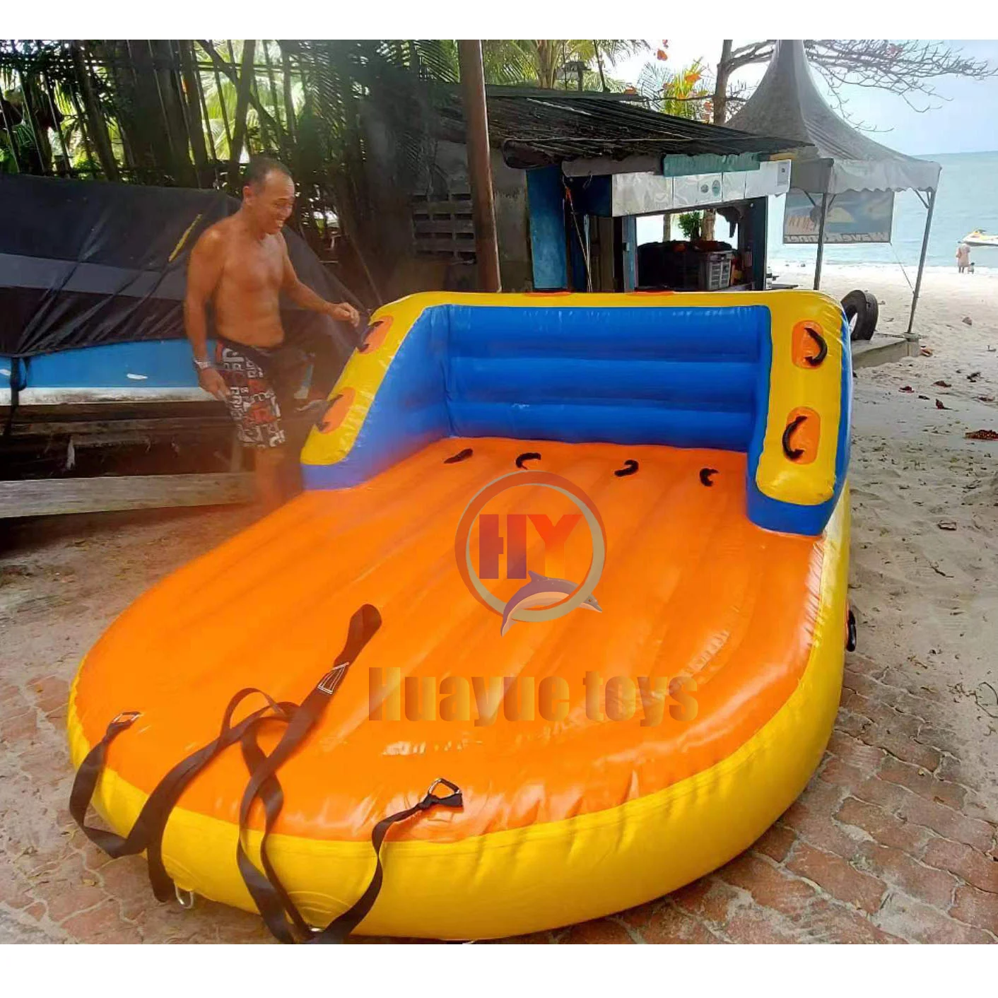 Водные морские спортивные игры, 4 места, водная буксируемая трубка, надувная водная плавающая сумасшедшая буксируемая лодка НЛО и диван, банановая лодка