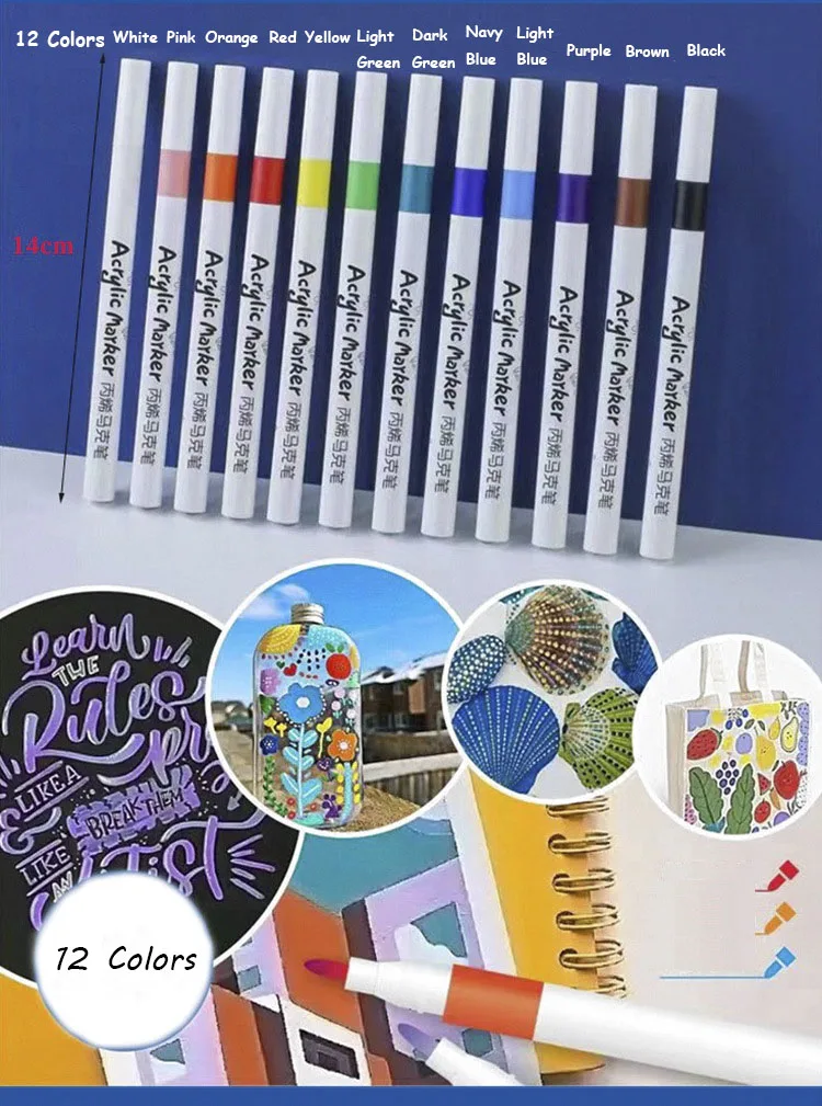 Изготовленный На Заказ 12 Джамбо цвета DIY живопись постоянный чернила на водной основе тонкими концами) Акриловая Краска Маркер для белой доски набор
